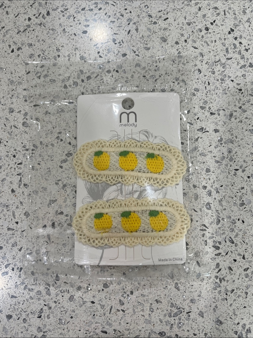 Cream Crochet Pineapple Kids Hair Clips - Set of 2